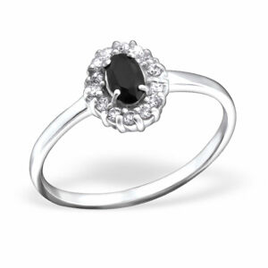 OLIVIE Strieborný prsteň OVÁL BLACK 0689 Veľkosť prsteňov: 6 (EU: 51 - 53) Ag 925; ≤1 g.