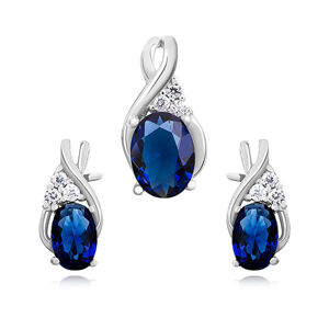 OLIVIE Elegantná sada strieborných šperkov s modrými zirkónmi 0748 Ag 925; ≤2,9 g.