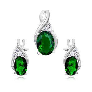 OLIVIE Elegantná sada strieborných šperkov so zirkónmi GREEN 0749 Ag 925; ≤2,9 g.