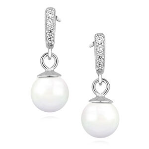 OLIVIE Strieborné perlové náušnice so zirkónmi 1768 Ag 925; ≤1,7 g.