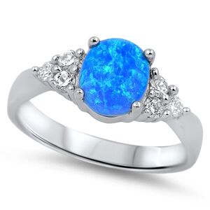 OLIVIE Strieborný prsteň s modrým opálom 1922 Veľkosť prsteňov: 5 (EU: 47 - 50) Ag 925; ≤2,75 g.