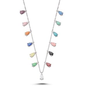 OLIVIE Strieborný náhrdelník s viacfarebnými príveskami 2142 Ag 925; ≤4,40 g.