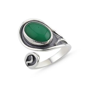 OLIVIE Strieborný prsteň zelený ACHÁT 4282 Ag 925; ≤7,4 g