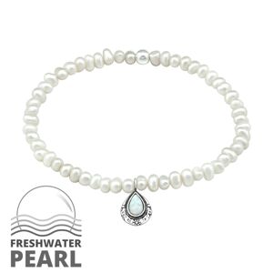 OLIVIE Strieborný náramok sa sladkovodnými perlami a opálom 4519 Ag 925; ≤0,65 g.