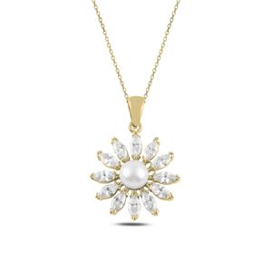 OLIVIE Strieborný perlový náhrdelník GOLD & CZ 4786 Ag 925; ≤4 g.
