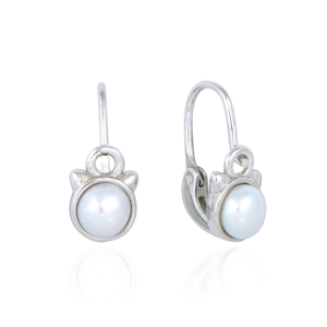 OLIVIE Strieborné perlové náušničky MAČKA 5181 Ag 925; ≤1,6 g.