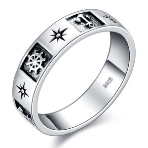 OLIVIE Stříbrný prsten KOTVA & KORMIDLO 5884 Veľkosť prsteňov: 9 (EU: 59-61) Ag 925; ≤2,9 g.