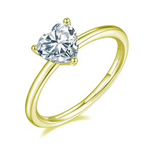 OLIVIE Strieborný prsteň SRDIEČKO GOLD 7403 Veľkosť prsteňov: 9 (EÚ: 59 – 61) Ag 925; ≤0,8 g.