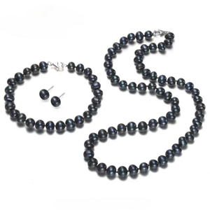 OLIVIE Sada černých sladkovodních perel POTATO 7603 Ag 925; ≤42 g.