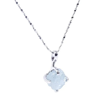 OLIVIE Strieborný náhrdelník SUROVÝ AKVAMARÍN 7760 Ag 925; ≤3,4 g.