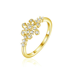 OLIVIE Stříbrný prsten SNĚHOVÁ VLOČKA GOLD 8053 Veľkosť prsteňov: 9 (EÚ: 59 – 61) Ag 925; ≤1,8 g.