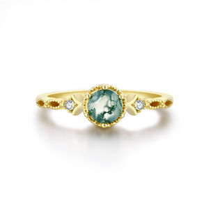 OLIVIE Stříbrný prsten MECHOVÝ ACHÁT GOLD 8392 Veľkosť prsteňov: 7 (EÚ: 54-56) Ag 925; ≤1,8 g.