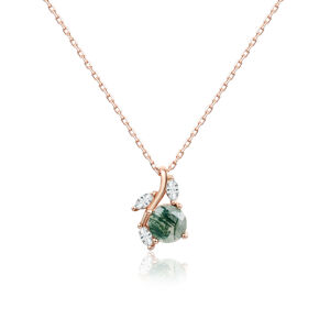 OLIVIE Strieborný náhrdelník MACHOVÝ ACHÁT ROSE 8414 Ag 925; ≤2,2 g.