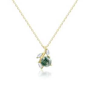 OLIVIE Strieborný náhrdelník MACHOVÝ ACHÁT GOLD 8415 Ag 925; ≤2,2 g.
